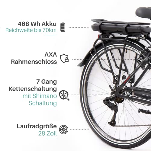 Tretwerk Sao Paulo E-bike, 28 inch, voor dames, met 7 versnellingen Shimano derailleur, elektrische fiets met voormotor… - Afbeelding 5