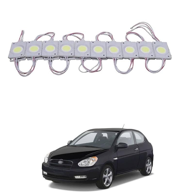 LOVMOTO Universal LED Module Light Interior Exterior 12V COB Coin Injection Decorative Lamp with Adhesive Backside for Car, Home & Decoration (10 Strips, White) Comfortable For Ci-ty