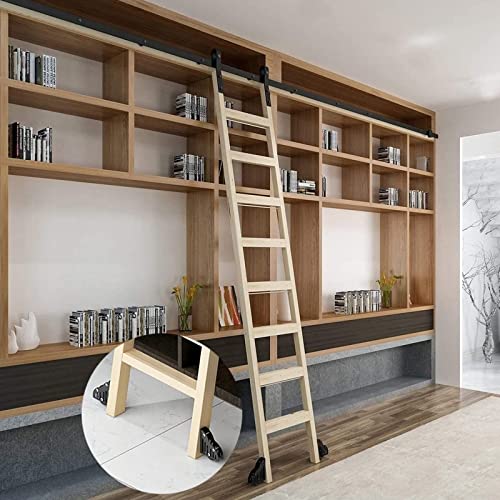 Rail d'échelle mobile pour votre bibliothèque de salon | Aménagement intérieur sur mesure