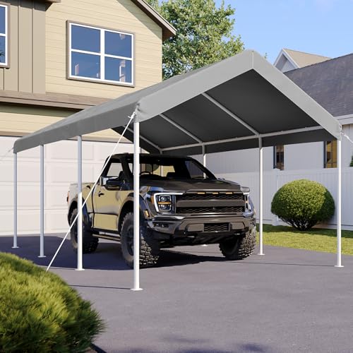 Image of Aoxun 10x20 FT Carport, Heavy Duty Car Canopy Portable Garage, Gray