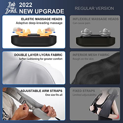 Bob And Brad Neck And Shoulder Massager With Heat, Electric Massagers For Neck And Back With Adjustable Straps, 3D Deep Tissue Shiatsu Kneading Massage For Back Pain Relief, Ideal Gifts #TOP1