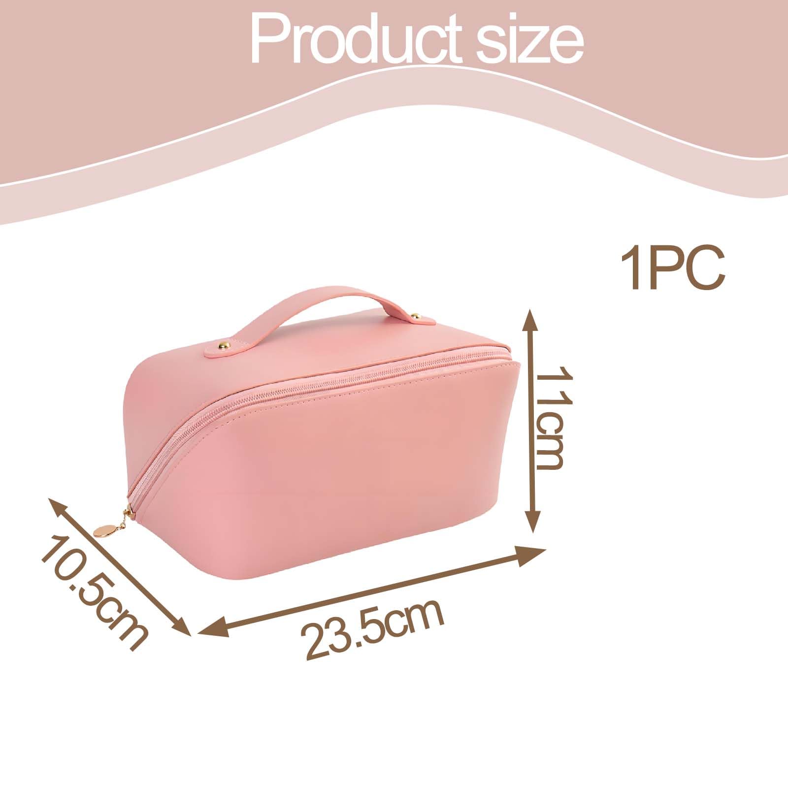 Pink Makeup Bag, Makeup Bag with Compartments, with Handle Cosmetic Bags, Travel Make up Bags - Image 2