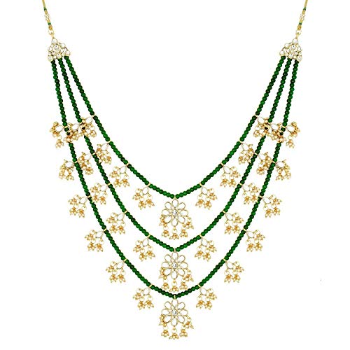 I Jewels Designer Multi Stand Pearl & Kundan Maharaja Haar Groom Necklace Set for Men (MLP28G) (B08616LR4L) Amazon Price History, Amazon Price Tracker