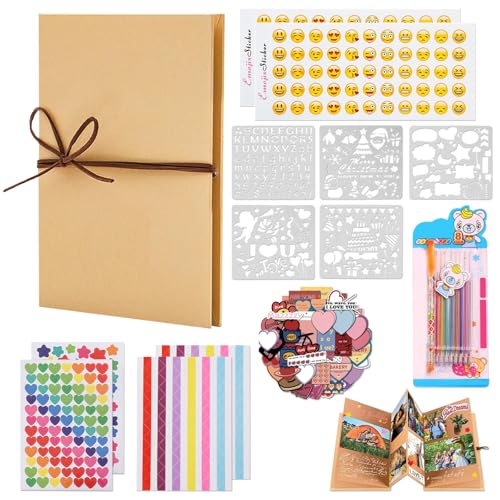 Livre d'accordéon, Couverture rigide Papier Kraft Albums Photo Papier Kraff Albums photo DIY Livre de couverture rigide, stretchable pliant style Kraft Poster Memory Sketchbook