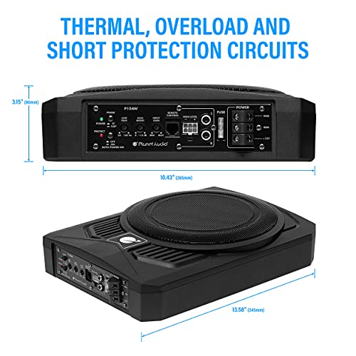 Planet Audio P10AWK Amplified Car Subwoofer - 1000 Watts, Low Profile, 10 Inch Subwoofer, 8 Gauge Amplifier Installation Kit Included. Great for Vehicles That Need Bass But Have Limited Space