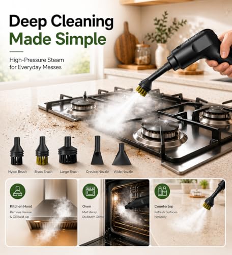 Image of Handheld Steam Cleaner for Home, 2500W High Pressure Steam Cleaner for Car Detailing, 3 Steam Levels, 1600Ml Tank, High Heat Steamer for Bed Bugs, Couch, Furniture, Kitchen, Bathroom, Floors