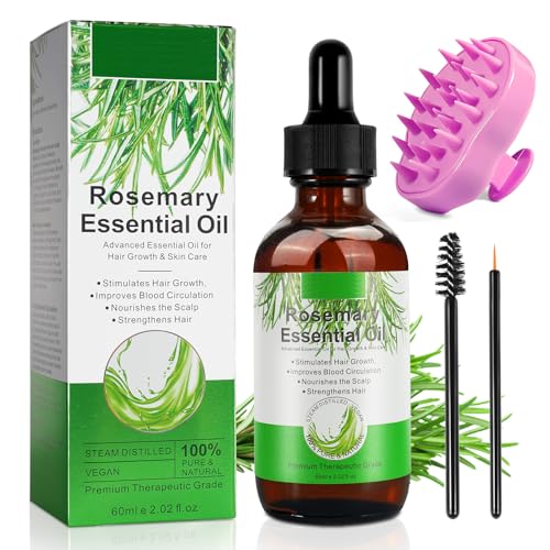 Olio Essenziale di Rosmarino per Capelli Crescita con Pettine da Massaggio, Hair Growth Rosemary...