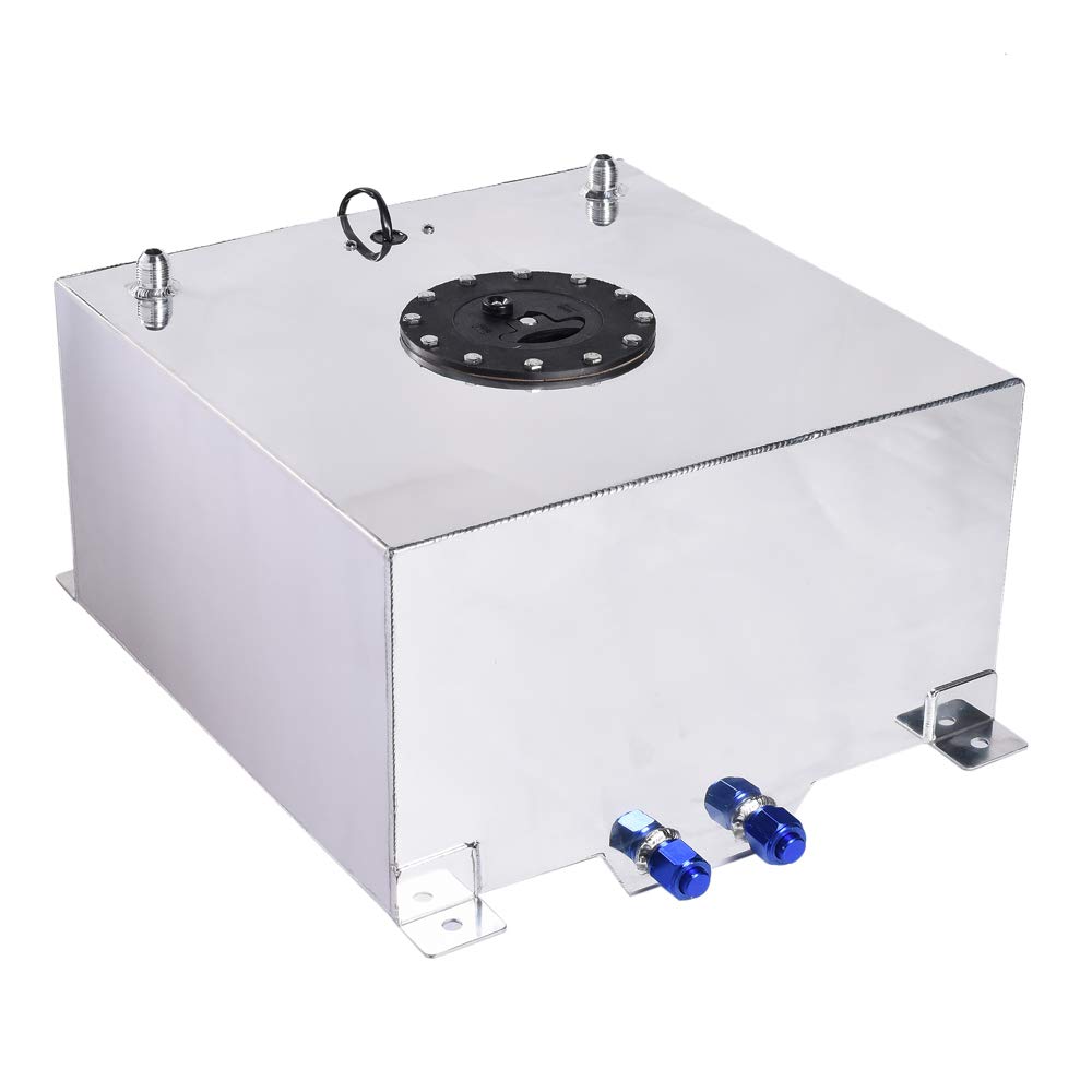MOTORHOT10 Gallon Fuel Cell Aluminum Fuel Gas Tank Kit Universal 40L Polished Racing Street Drift Strip Fuel Gas Tank with Level Sender Silver