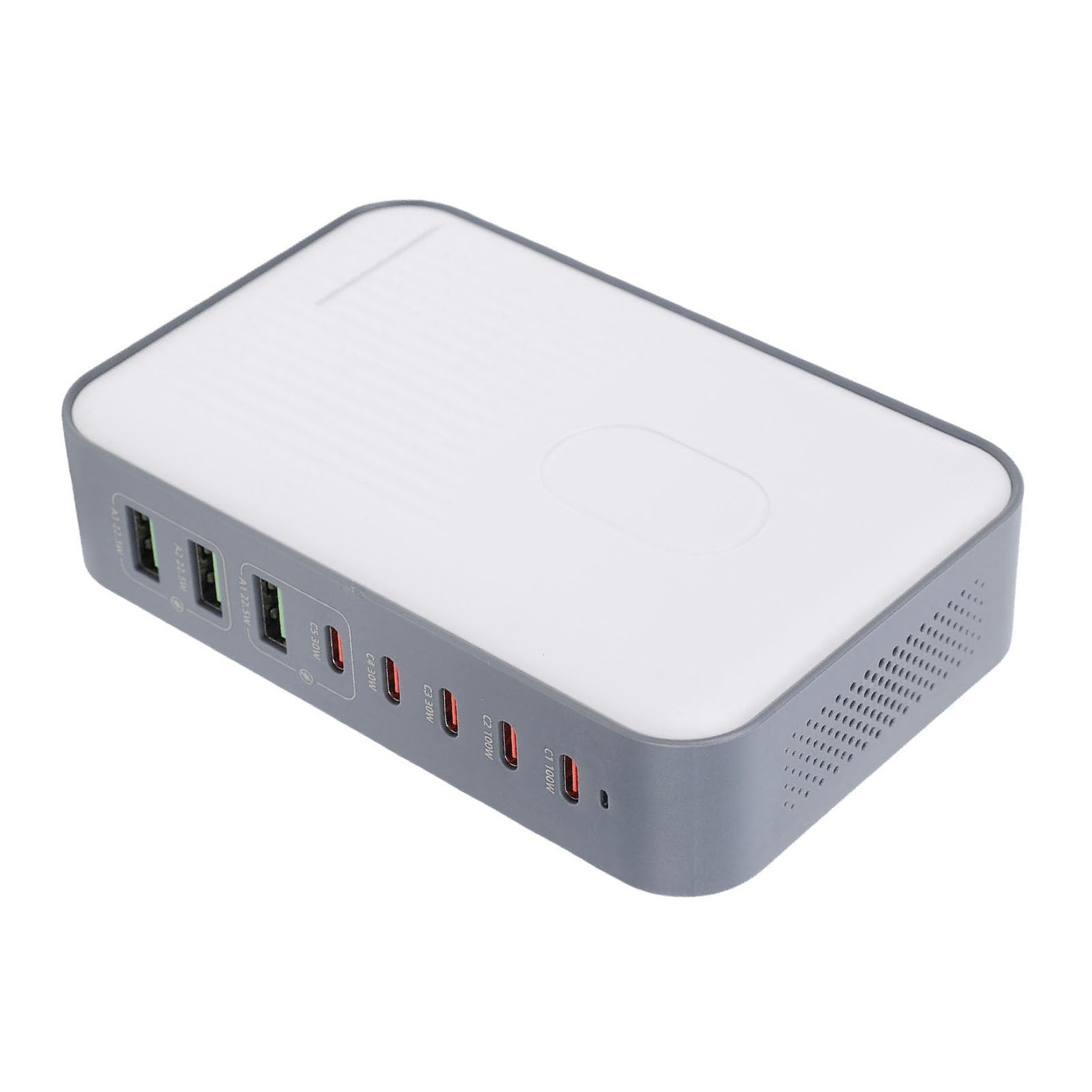 Fockety Station de Recharge USB, Chargeur Rapide USB C 8 Ports 200 W pour Plusieurs appareils, hub de Recharge Rapide PD 100 W pour téléphone et Tablette de Bureau à Domicile (Prise UE)