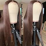 Missyvan Lace Front Wigs Long Straight Hair Natural Brown Glueless Brown Blonde Synthetic Lace Front Wigs for Fashion Women Heat Resistant Fiber Hair