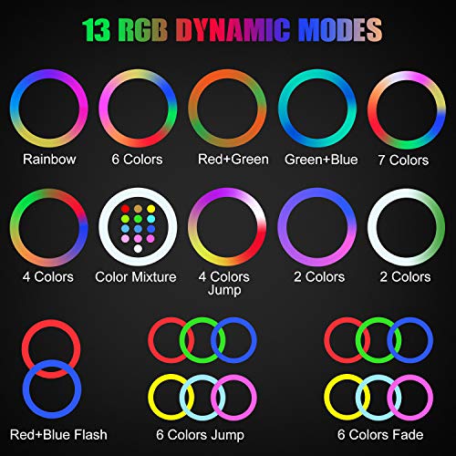 25,4 cm Live Stream Ring Selfie Licht 26 RGB Modi 8 Helligkeitsstufen dimmbar Schreibtisch Make-up Schönheit LED… – Bild 5