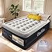 OlarHike Inflatable Mattress, Air Bed, Double Airbed with Built in Pump, Blow Up Mattress, Folding Guest Bed Self Inflating with Flocked Surface for Camping and Home Use, 190cm x 140cm x 46cm (Black)