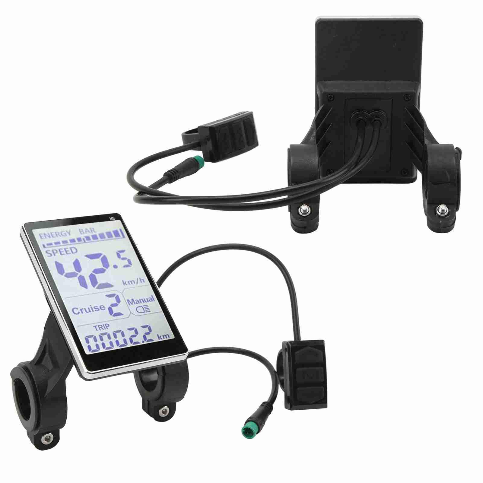 Electric Bicycle LCD Display, 24V 36V 48V 60V Universal E Scooter M5 E Bicycle Display Meter Control Panel Water proof 5 Pin Electric Scooter Panel Screen for 31.8 22.2mm