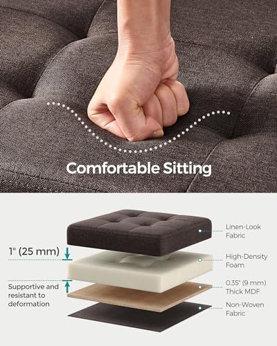 Image of SONGMICS Mazie Collection - 30 Inches Folding Storage Ottoman Bench, Ottoman Foot Rest, End of Bed Bench, Storage Chest, Load 660 lb, for Living Room, Bedroom, Entryway, Brown ULSF047K02