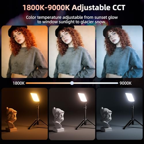 Image of Mobilife RGB LED Video Light 1200 Lux Ultra-Bright Camera Light with LCD Display,1800K-9000K, 20 Lighting Effects, Portable Fill Light with Clip & Soft Diffuser for Photography,Vlogging,Live Streaming