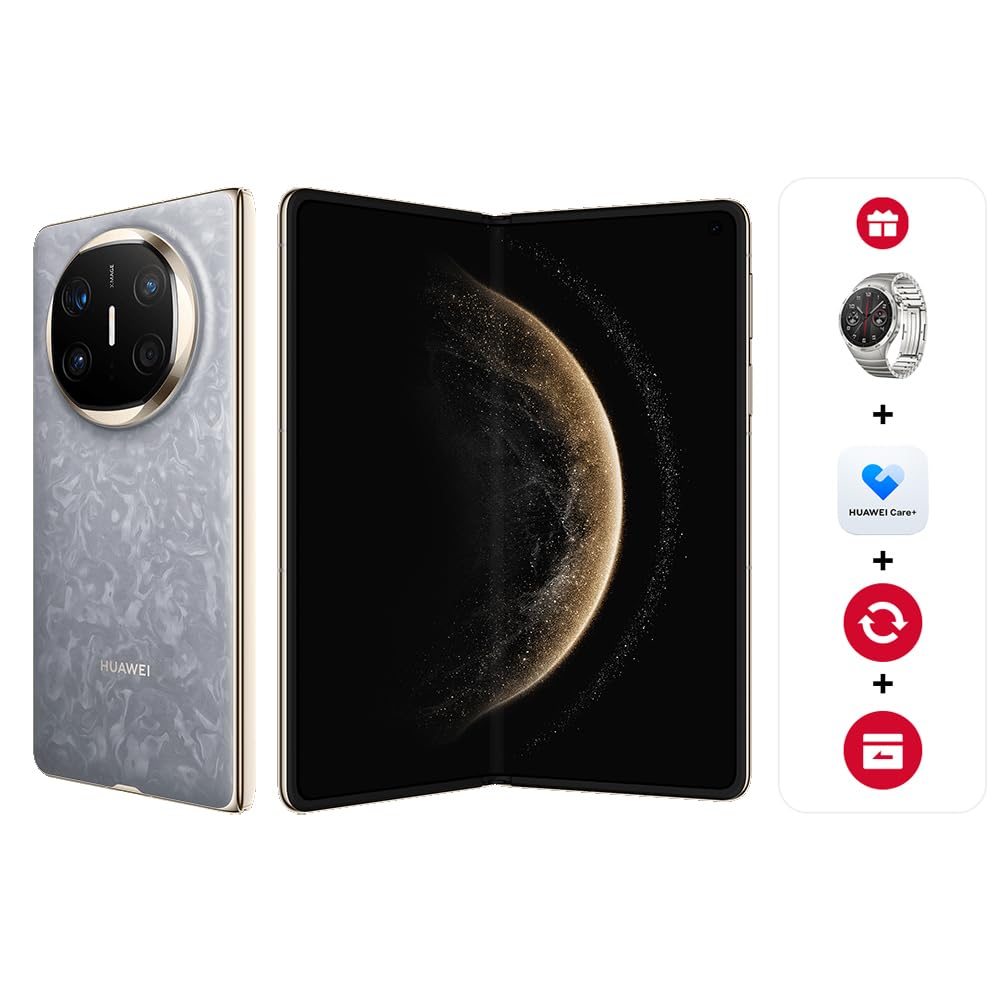 HUAWEIMate X6 Foldable Smartphone + GT4 Titanium + 6-Months Huawei Care+, 12+512, Ultra Slim & Durable, Ultra Chroma Camera, Kunlun Glass 2nd Gen, HUAWEI X-True Display, Live-Multitask, Nebula Gray