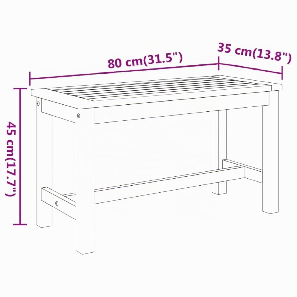 vidaXL Panca da Giardino 80x35x45 cm in Legno Massello di Acacia, Panca, panchina, Seduta da Giardino, Seduta, Panca da Esterno, Seduta per Esterni