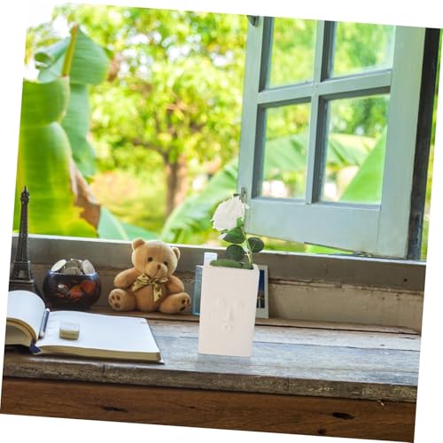 Vase blanc tête en béton et pot de fleurs visage humain pour décoration de table - 5
