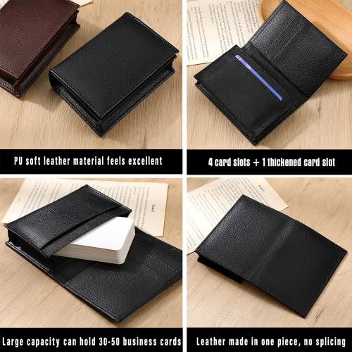 Olanpei 2 Pack Leather Business Card Holder For Men Women, Large Space For 40 Business Cards Wallet Credit Card Holder （Black/Brown） #TOP3