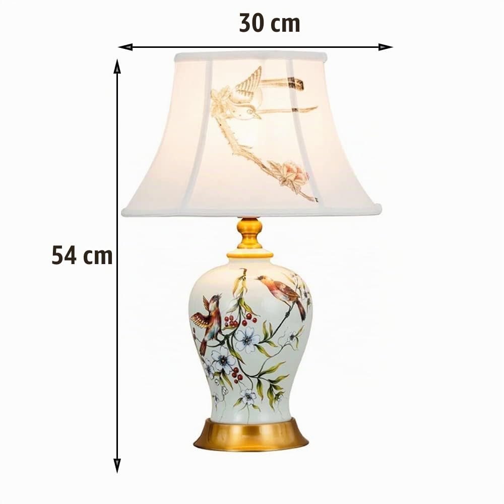 E27 Nuova lampada da tavolo cinese in ceramica applique Soggiorno Camera da letto Studio Lampada da comodino Stile europeo Elegante Lampada da tavolo semplice (Lampadine non incluse) (Bianco)