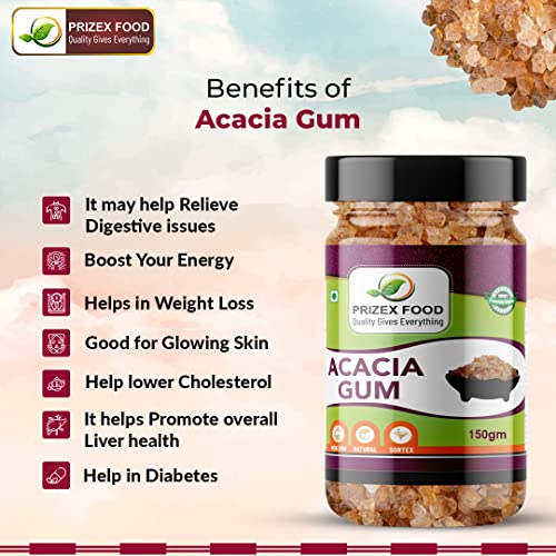 Image of Prizex Acacia Edible Gum, Acacia Gum, Gond Edible Gum (150 GM)