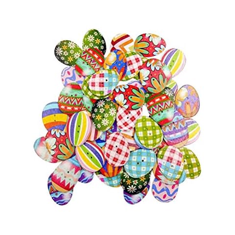 Amosfun 100Pcs Wooden Easter Buttons Easter Eggs Shape 2 Holes Wooden Sewing Button for Sewing Scrapbooking Crafts DIY Easter Decorations (Mixed Color) Cover