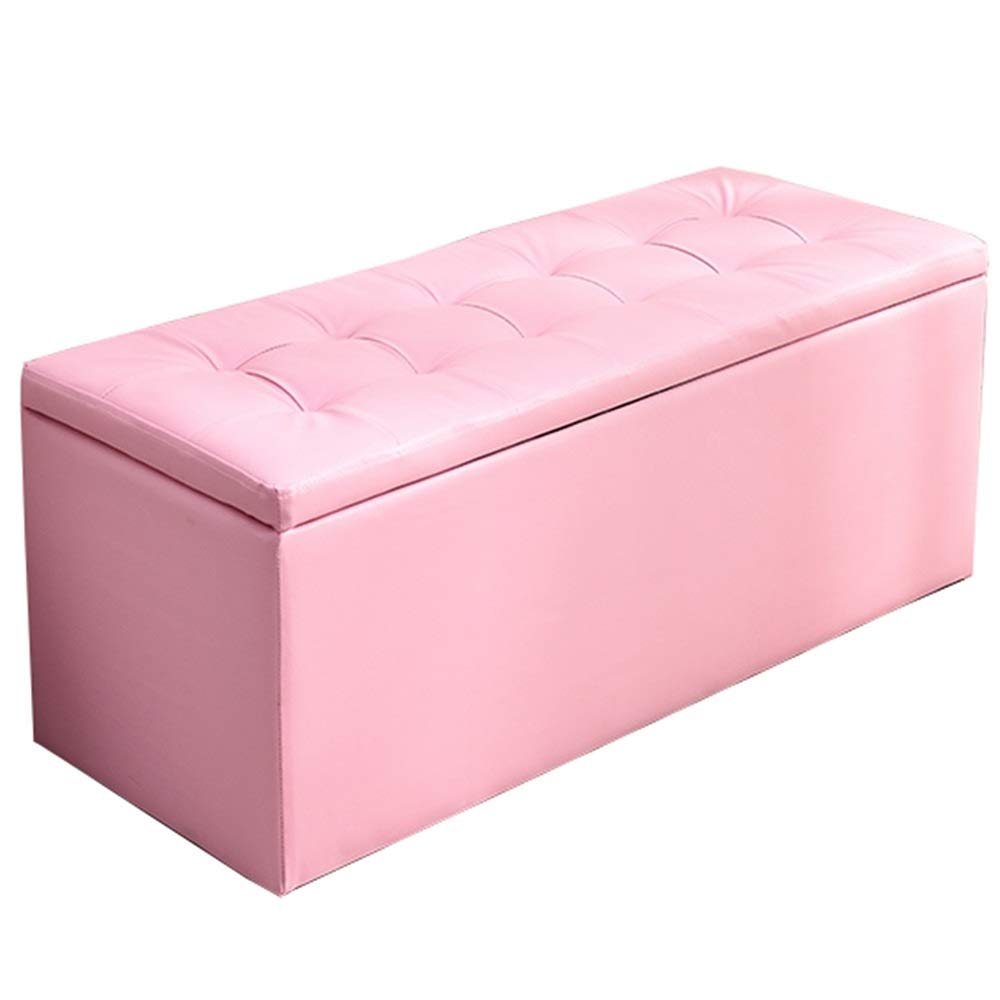Rangement de masse gain de place grâce au banc ottoman rembourré rose