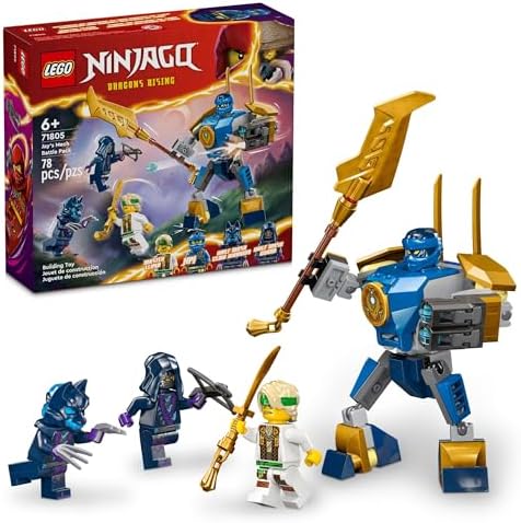 LEGO NINJAGO Jay’s Mech Battle Pack Adventure Toy Set for Kids, with Jay Minifigure and Mech Figure, Creative Ninja Gift for Boys and Girls Aged 6 Years Old and Up, 71805