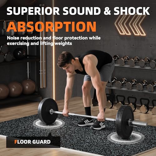 0.79\" Gym Flooring,6 Pcs 24 Sq Ft Rubber Top Floor Tiles for Home Gym High Density EVA Foam Gym Mat with Rubber Top Interlocking Exercise Equipment Matt for Garage/Fitness Room-Black+Blue