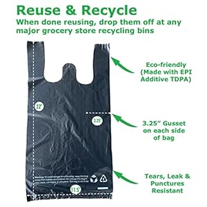 T-shirt Biodegradable Black Plastic Bag (600 ct.) Small Can Liners Thank You Grocery Shooping Size Doggy Poop Bags Compatible with Arm & Hammer Swivel Bin & Rake pooper scooper Multipurpose Bags T shirt Biodegradable Black Plastic Bag 600 ct Small Can Liners Thank You Grocery Shooping Size Doggy Poop Bags Compatible with Arm Hammer Swivel Bin Rake pooper scooper Multipurpose Bags