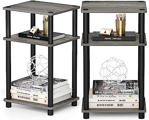 Image of Ash & Roh 3-Tier Turn-N-Tube End Table-MDF Engineered Wood Side Table- Nightstand with Storage Shelf for Living Room, Bedroom. (3-Tier End Table)