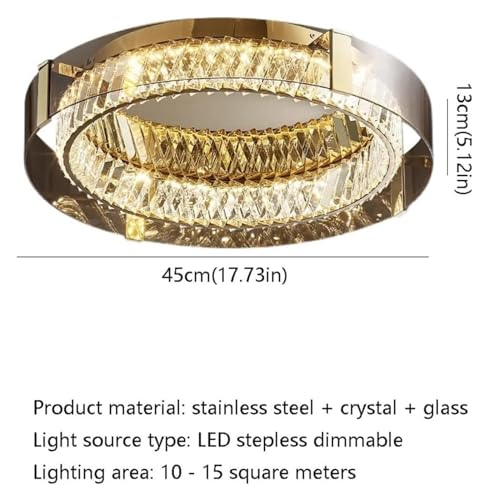 Plafonnier en verre cristal et acier inoxydable avec télécommande pour salon - 2