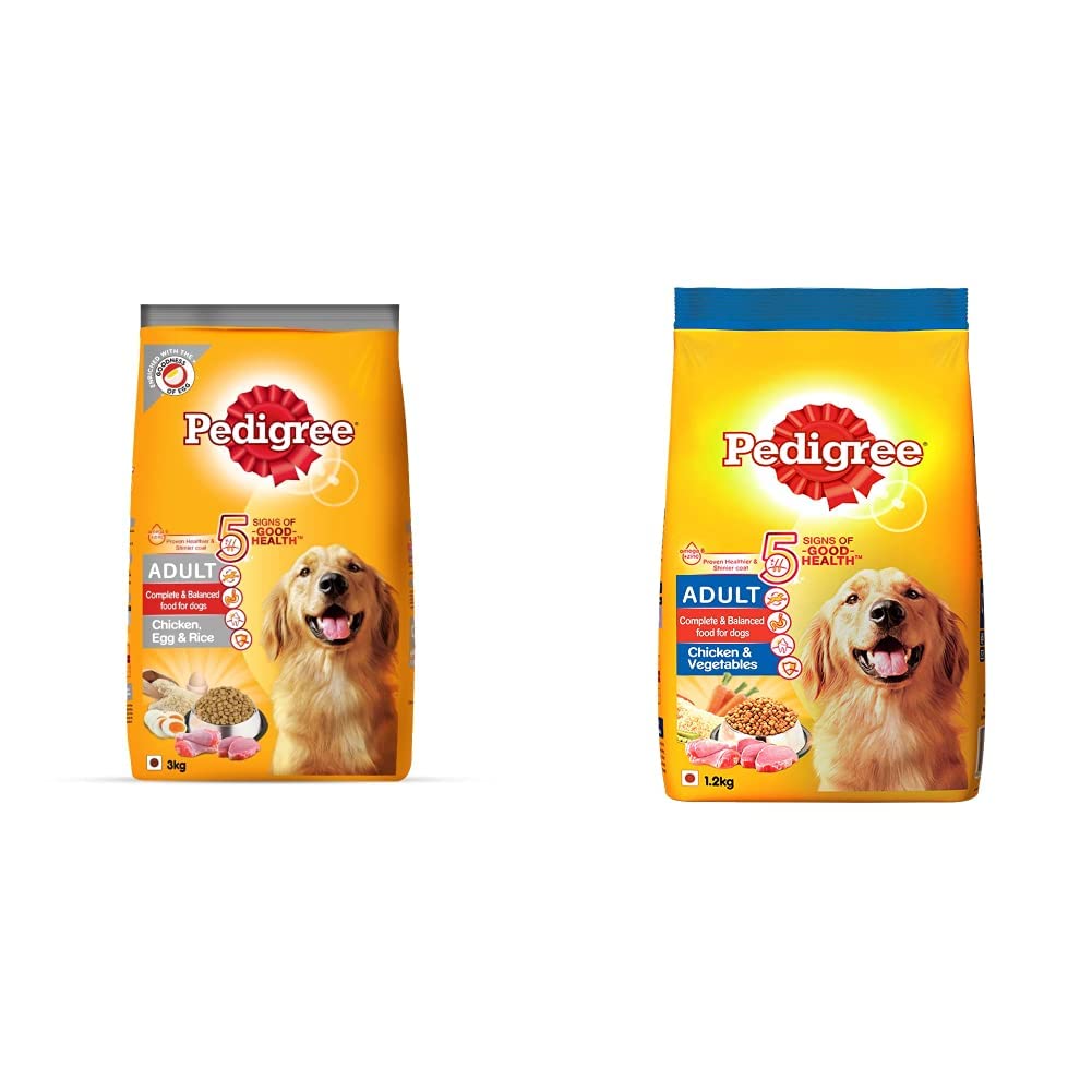 Pedigree Adult Dry Dog Food (High Protein Variant) Chicken, Egg & Rice, 3kg Pack & Adult Dry Dog Food- Chicken & Vegetables, 1.2kg Pack (B0927Q4MZ3) Amazon Price History, Amazon Price Tracker