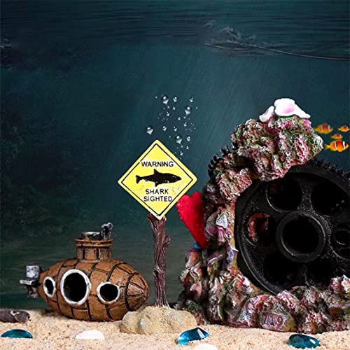 HyzaPhix Aquarium Ornaments Submarine Fish Tank Decoration Fish Hideaway Ornaments Shipwreck Resin Swim-Through Decor for Small Betta AquaticPets - Image 4