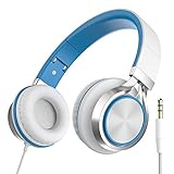 Sound Intone Ms200 Stereo Headsets Strong Low Bass Headphones Earbuds for Smartphones Mp3/4 Laptop Computers Tablet Macbook Folding Gaming Earphones (White/blue)