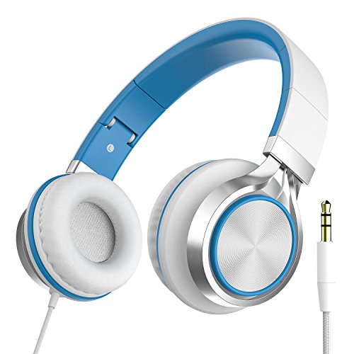 Sound Intone Ms200 Stereo Headsets Strong Low Bass Headphones Earbuds for Smartphones Mp3/4 Laptop Computers Tablet Macbook Folding Gaming Earphones (White/blue)