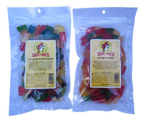 Buc-ee's Gummi Bundle: 12 Flavor Gummi Bears and Gummi Worms in Resealable Bags, One Bag Each, 12 Ounces Per Bag image 2