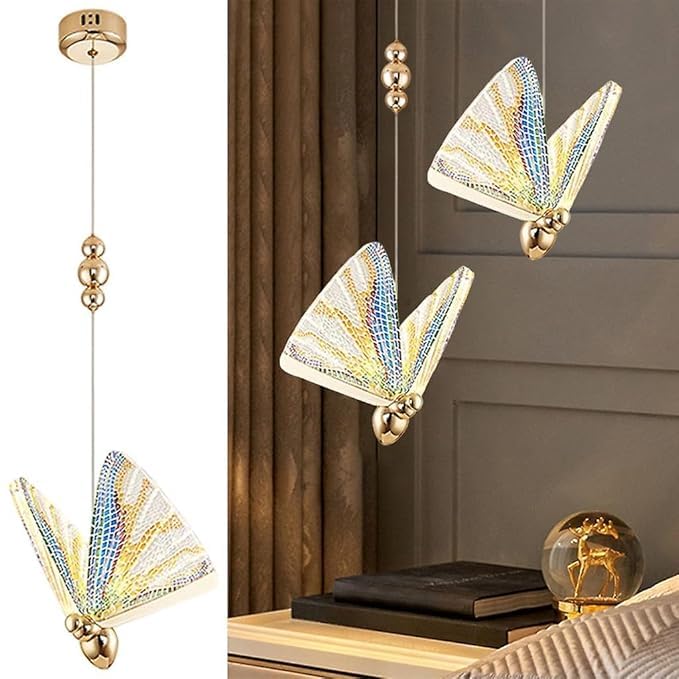 Image of Modern Creative Rembo 3 Different Color Mode Butterfly Pendant Hanging Lamp for Living Room Bedroom /Ceiling Light Etc Home Decoration. (Pack of 1)