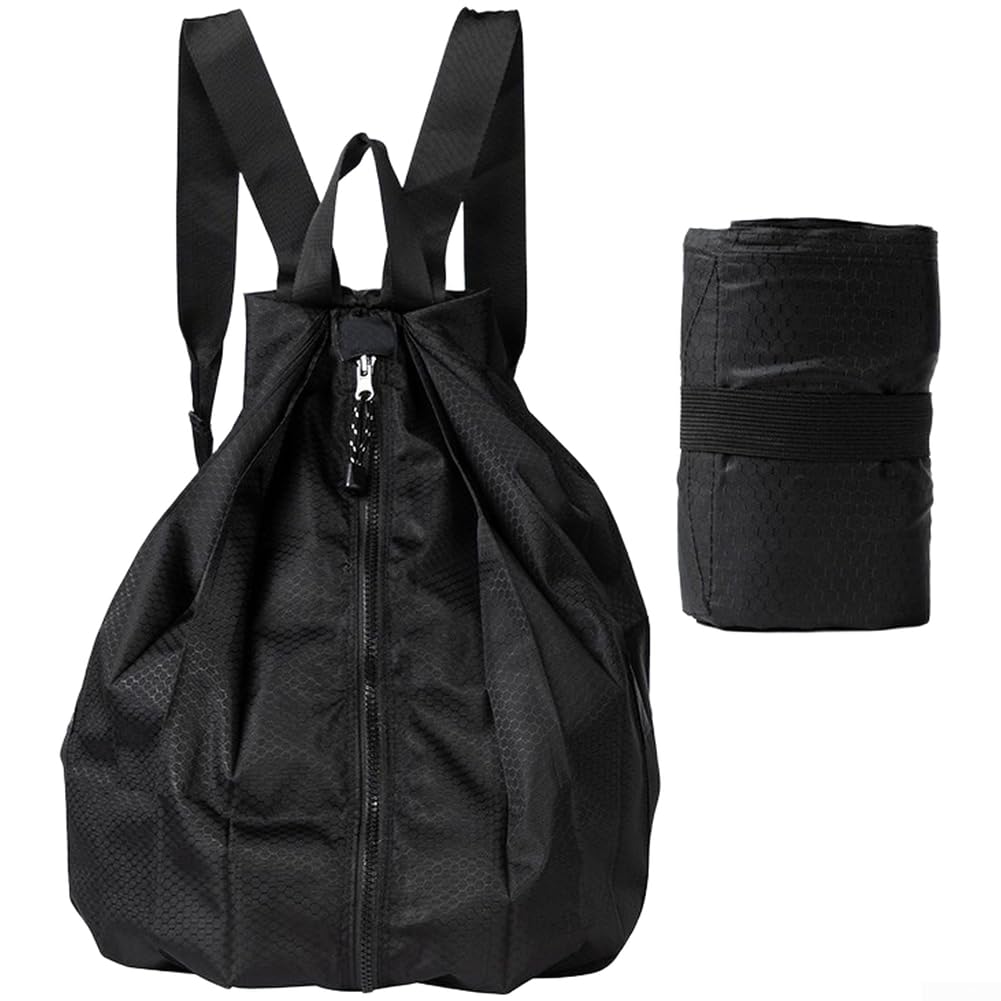HomeVortex Portable Collapsible Hiking Backpack 20L Nylon Rucksack with Water Finish for Travel Outdoor Sports - Foldable Daypack 32x22x42cm(Black)