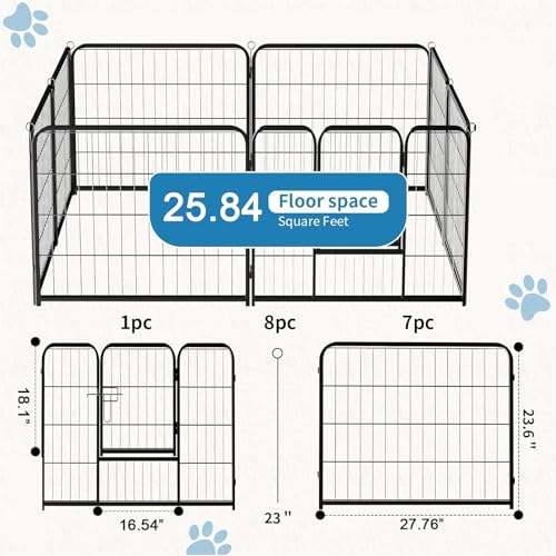 Image of NEWBULIG Dog Playpen Indoors 8 Panels 24 inch for Small and Puppy Dogs Portable and Foldable Pet Fence with Door Heavy Duty Metal Dog Exercise Play Pen for Outdoor Yard