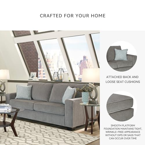 Signature Design by Ashley Altari Modern Sofa with 2 Accent Pillows, Light Gray - Thumbnail 5