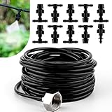 LUTER 32.8 Pies/10m Sistema De Enfriamiento por Nebulización con Boquillas De Neblina De 10 Piezas Adaptador Roscado De 1.9cm Pulgada para Sombrillas De Invernadero De Trampolín De Patio