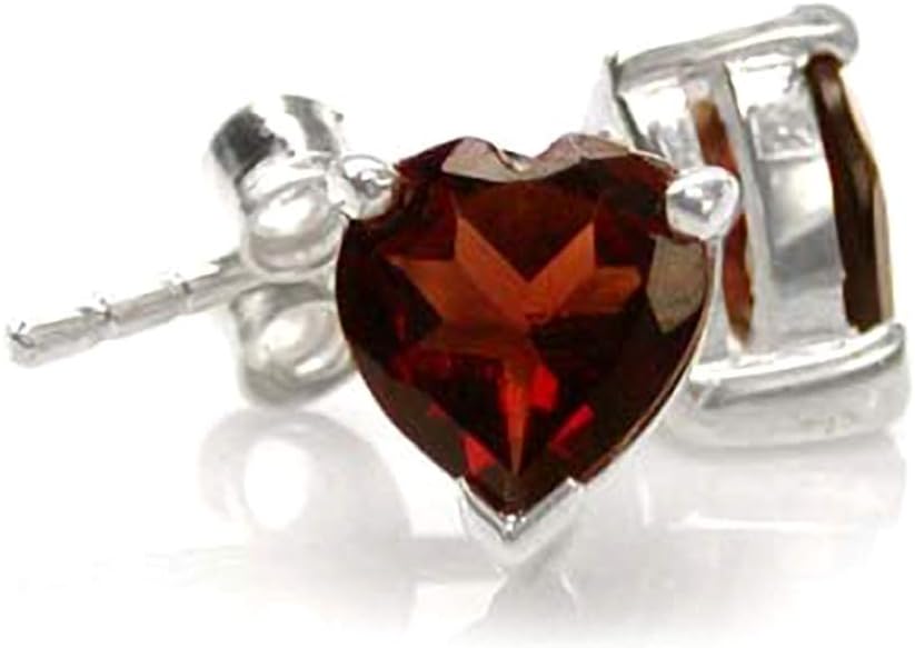 6mm Heart Shape Gemstones White Gold Plated 925 Sterling Silver Stud Earrings Jewelry for Women First or Second Lobe