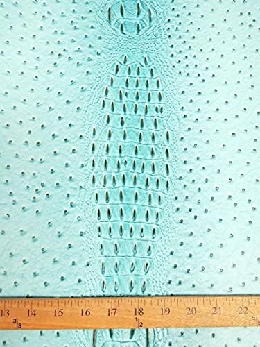 DuroLast™ Alligator Ostrich Hybrid Embossed Vinyl Fabric Sold by The Yard 2 Tone Crocodile Hybrid DIY Upholstery Accessories Apparel (Smore Cream)
