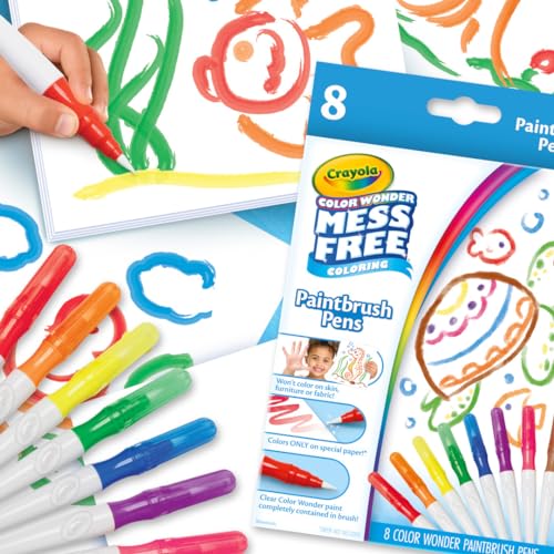 Image of Crayola Color Wonder Paintbrush Pens, Mess Free Paint Set for Kids, 8ct Refill, 3+