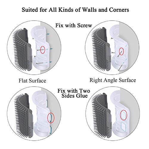 Kingtree Cat Self Groomer 2 Pack Wall Corner Brushes, Soft Cat Corner Scratcher Self Grooming Massage Combs For Long Short Fur Cats Kitten, Pet Corner Groomers Massager Brush For Indoor Cats Puppy #TOP4