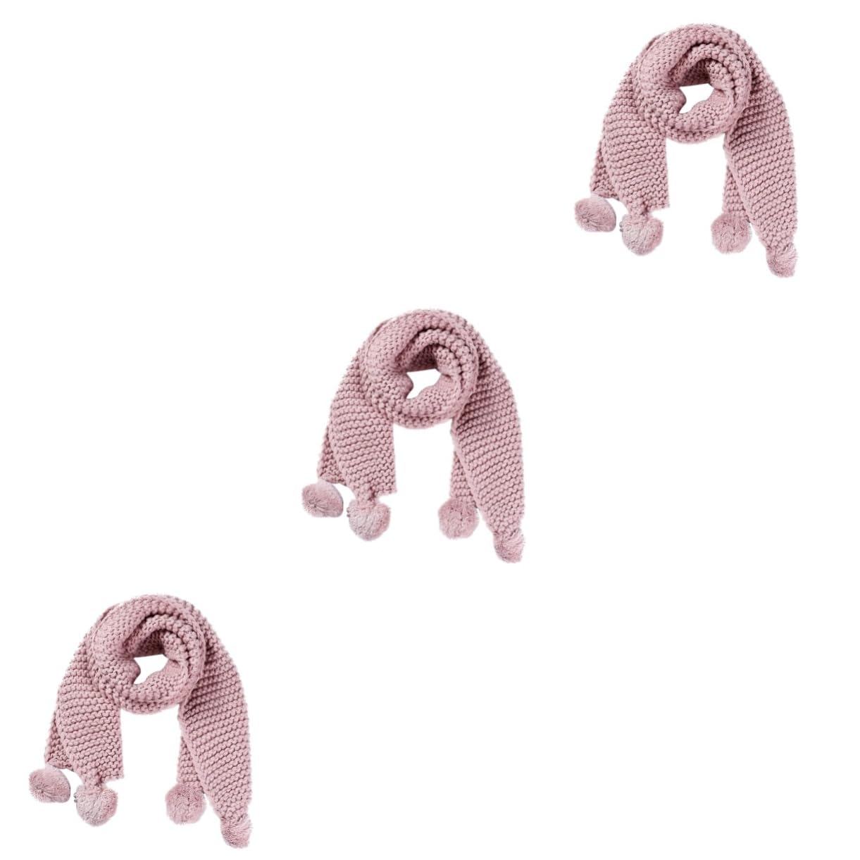 LIFKOME 3 Piezas Bufanda De Lana Bufanda Cálida para Niños s para Niños con Bolas Peludas De Niño Rosa