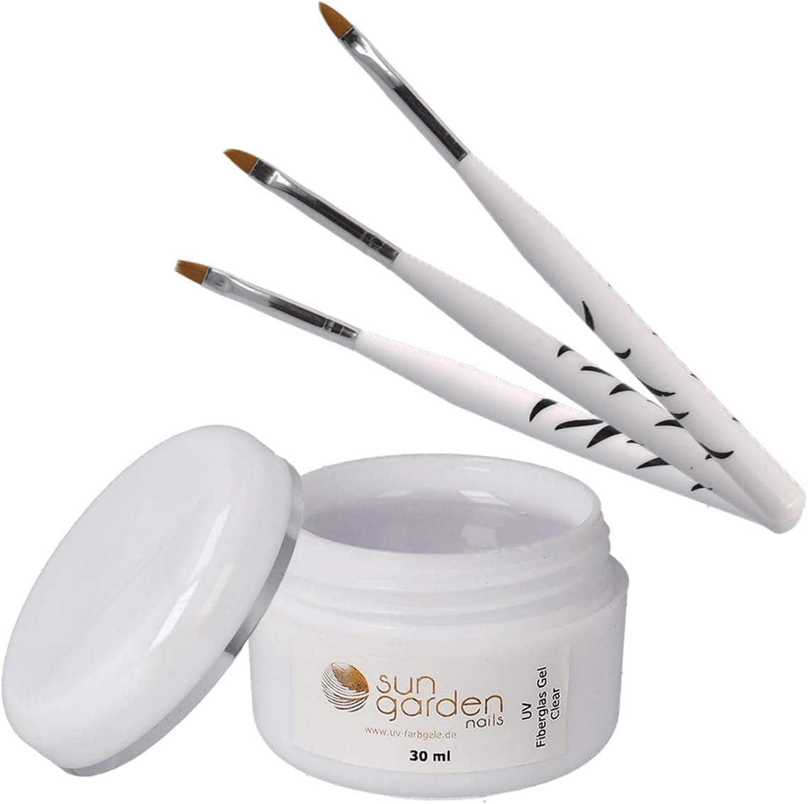 UV fiberglass gel CLEAR 30 ml INCL. BRUSH SET 3-piece finish build-up gel - top coat - 1-phase