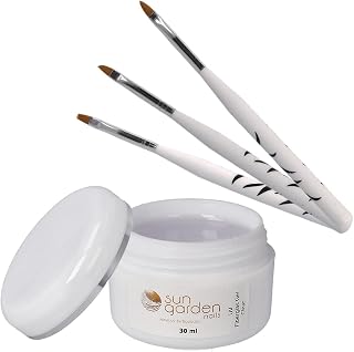 UV Fiberglass Gel CLEAR 30ml INCL BRUSH SET 3 Piece Gel Builder Gel Self Adhesive Gel - Top Coat - 1 Phase Gel Nail Design SET