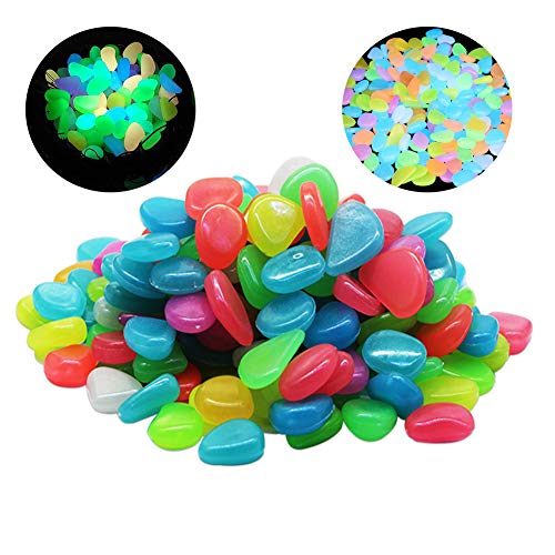 Homvik Piedras Decoración Acuario Jardín Piedra Fluorescentes Decorativas Piedras Luminosas Guijarros Brillantes Adorno para Acuario Jardín Maceta etc.- Colorido